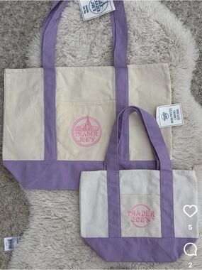 Trader Joe's Lavender-Trim Canvas Tote Bag